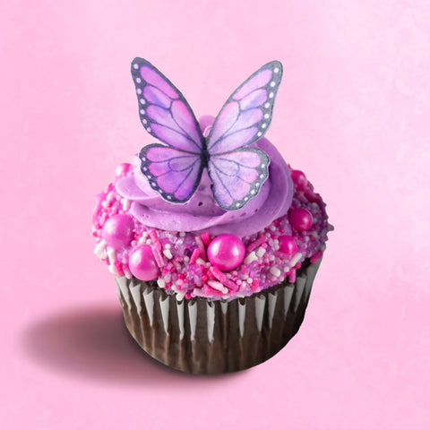Pink Butterfly Edible Cupcake Toppers